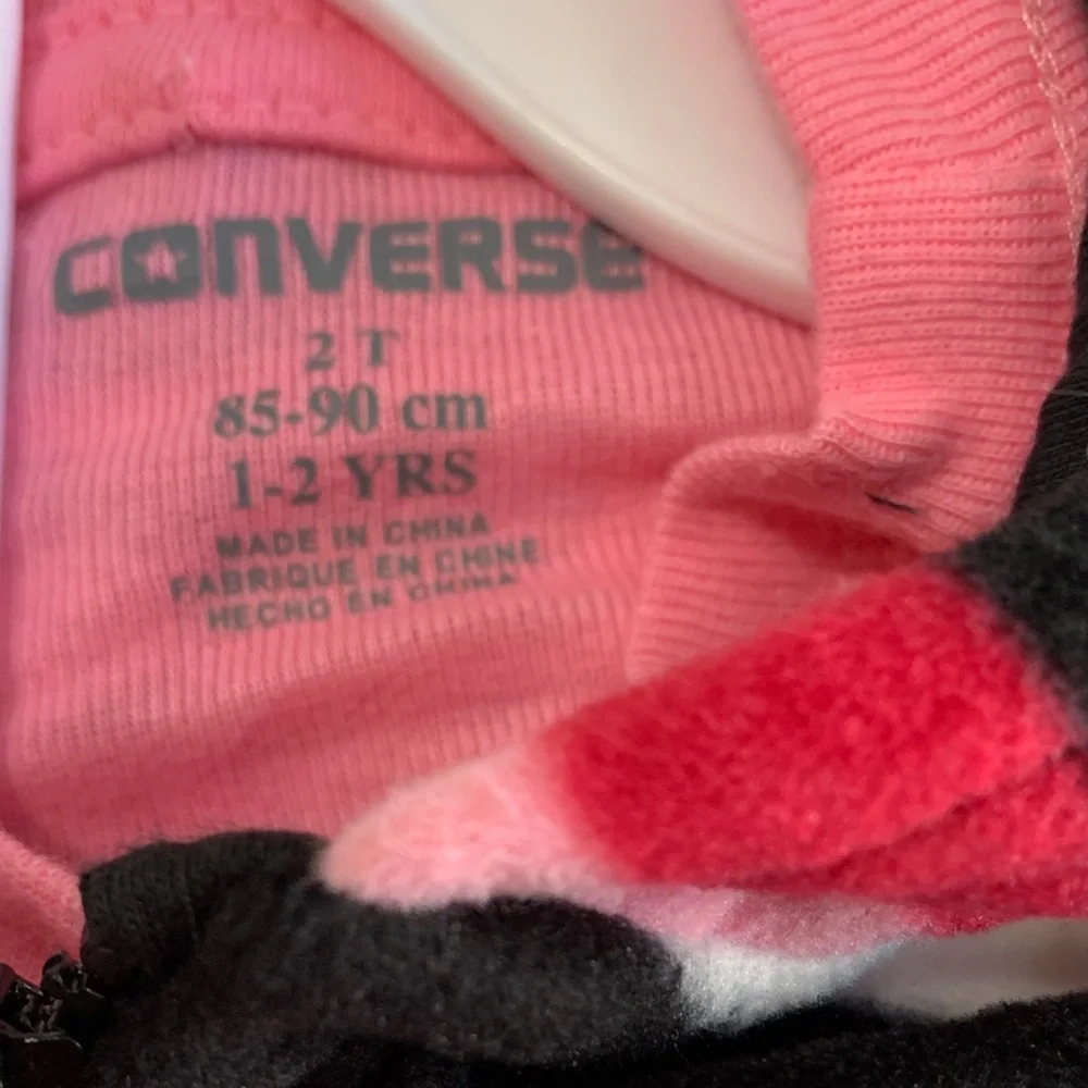 Converse Pink Black White Striped Hoodie Set